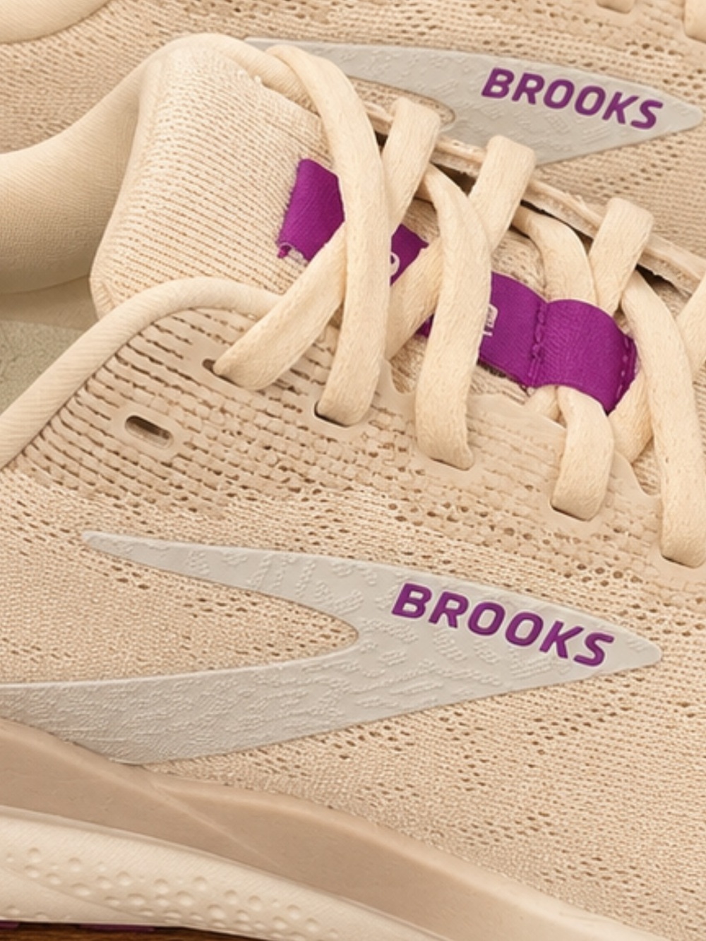 Brooks Women's Ghost Running Shoes - Cream with Purple Accents - Picture 2 of 3